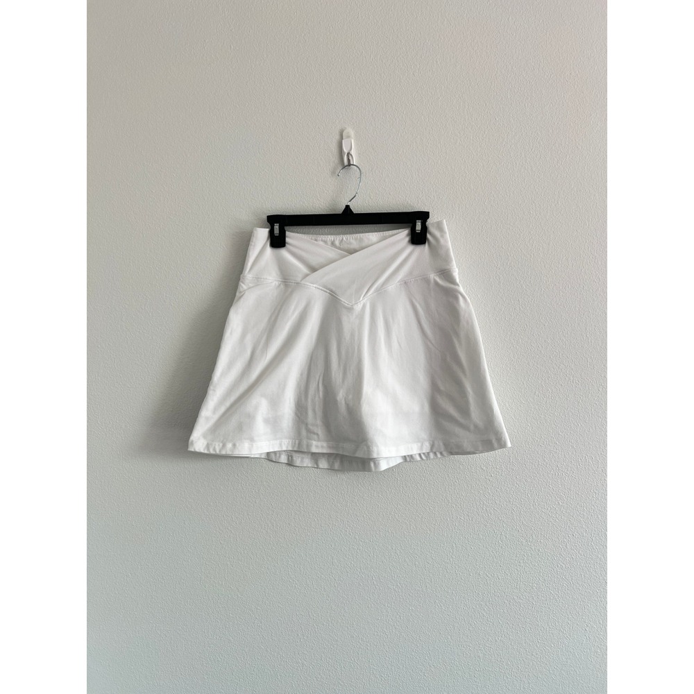 PINK Victoria's Secret White Crossover V-Waist Athletic Tennis Skirt L Preppy